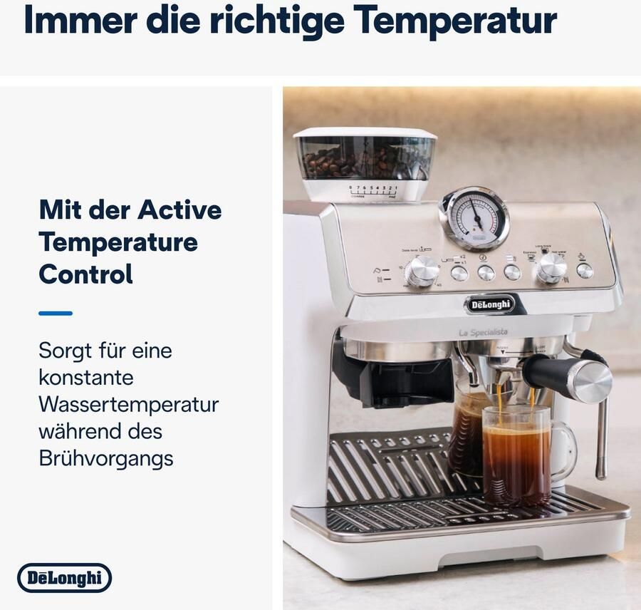 De'Longhi Espressomachine LA SPECIALISTA EC9155.W 8 maalgraden 3 temperaturen melkopschuimer & tamping hulp - Foto 3