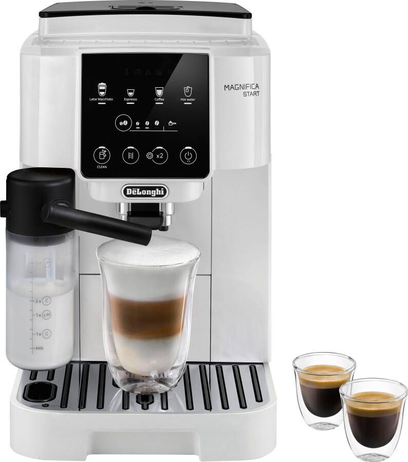 De'Longhi Volautomatisch koffiezetapparaat Magnifica Start ECAM 220.61.W wit 250g-bonenreservoir + reservoir voor filterkoffie autom. reiniging