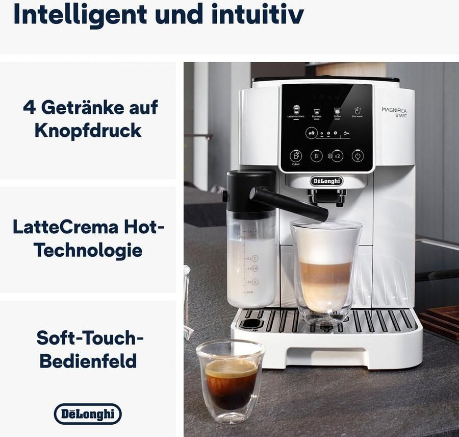 De'Longhi Volautomatisch koffiezetapparaat Magnifica Start ECAM 220.61.W wit 250g-bonenreservoir + reservoir voor filterkoffie autom. reiniging - Foto 4