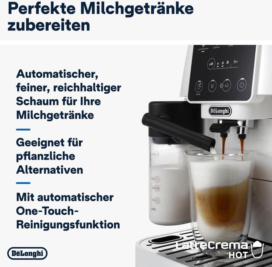 De'Longhi Volautomatisch koffiezetapparaat Magnifica Start ECAM 220.61.W wit 250g-bonenreservoir + reservoir voor filterkoffie autom. reiniging - Foto 2