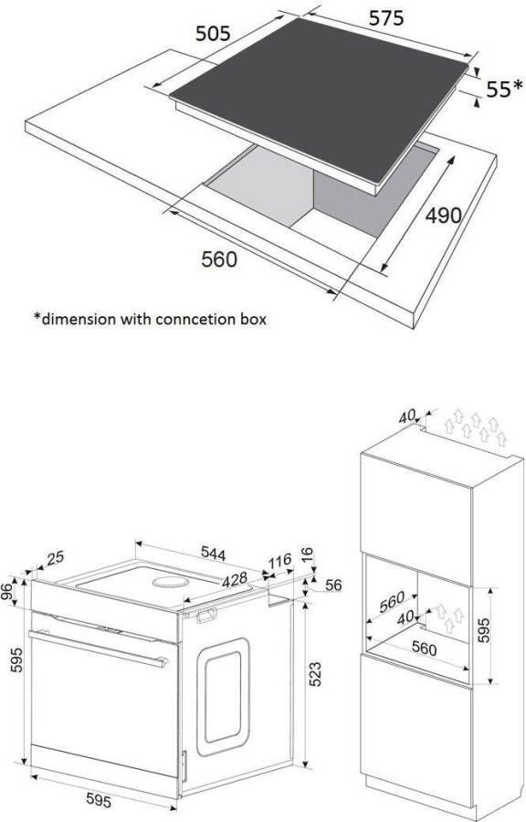Amica Inbouw ovenset BOXI 955 000 E 2-voudig telescopisch uittrekbaar hetelucht xxl-volume - Foto 4