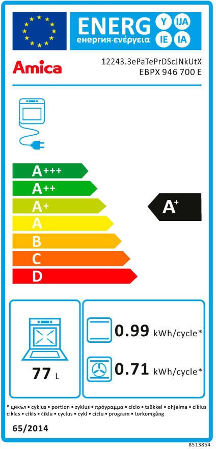 Amica Inbouwoven EBPX 946 700 E Pyrolytisch zelfreinigingssysteem XXL-gaarruimte