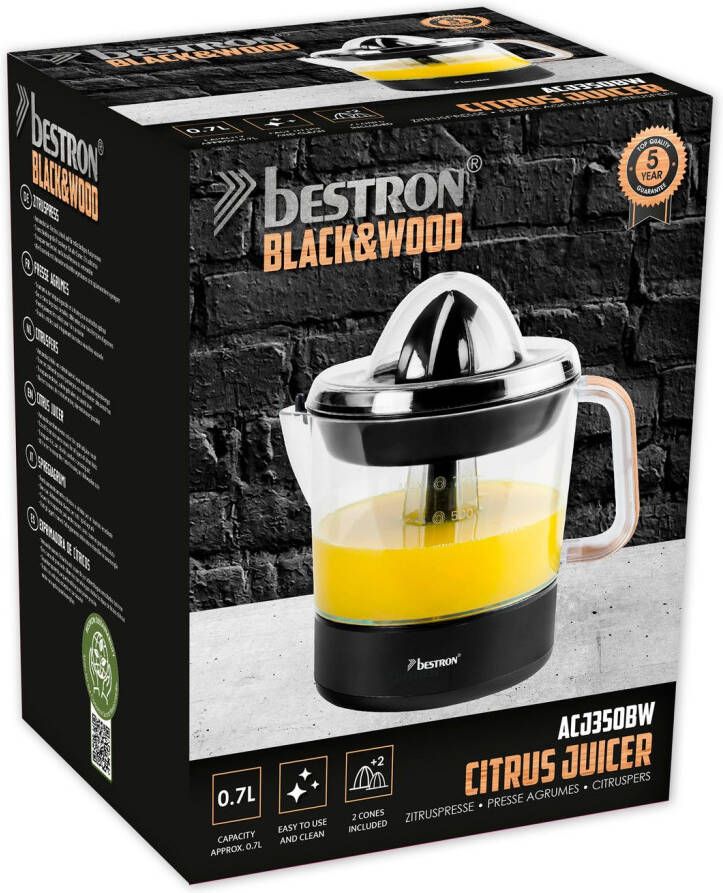 bestron Citruspers ACJ350BW Black & Wood Kollektion