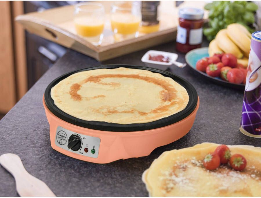 bestron Crêpe maker ASW602 in retro ontwerp voor crêpes met Ø 30 cm inclusief deegverdeler & crêpesspatel antiaanbaklaag