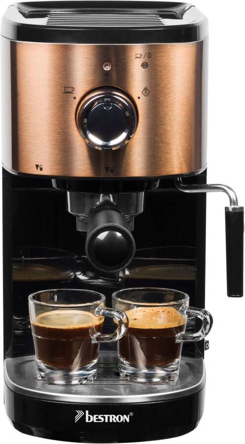 Bestron Espressomachine voor 2 kopjes Pistonmachine met draaibare stoompijp 15 Bar pompdruk 1450W koper - Foto 5