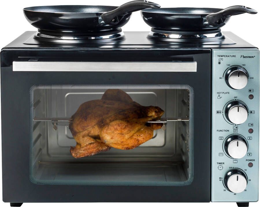 Bestron Mini-keuken AOV31CP Crispy & Co. met oven en 2-pits kookplaat 3200 w zwart - Foto 3