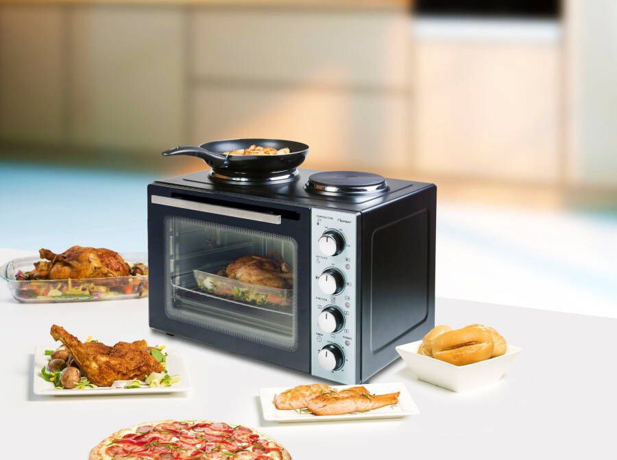 Bestron Mini-keuken AOV31CP Crispy & Co. met oven en 2-pits kookplaat 3200 w zwart - Foto 4
