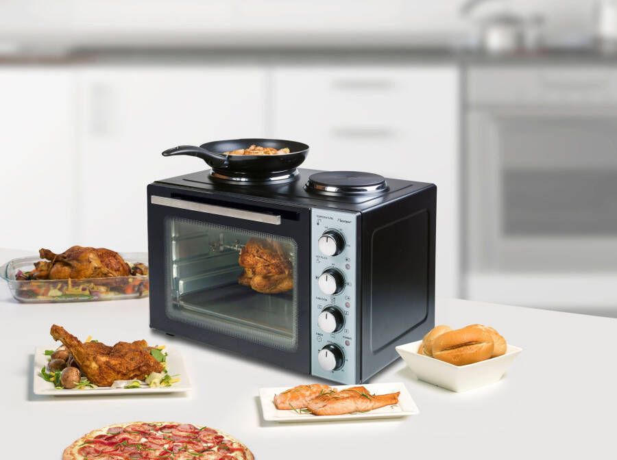 Bestron Mini-keuken AOV31CP Crispy & Co. met oven en 2-pits kookplaat 3200 w zwart - Foto 5