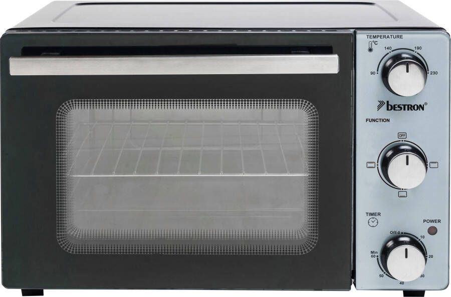Bestron vrijstaande Mini Oven met 20L volume Bakoven inlcusief Grillrooster & Bakschaal met 3 programma's: Bovenwarmte Onderwarmte en Bovenwarmte + Onderwarmte tot max. 230 °C timerfunctie & indicatielampje 1300 Watt zilver zwart - Foto 3