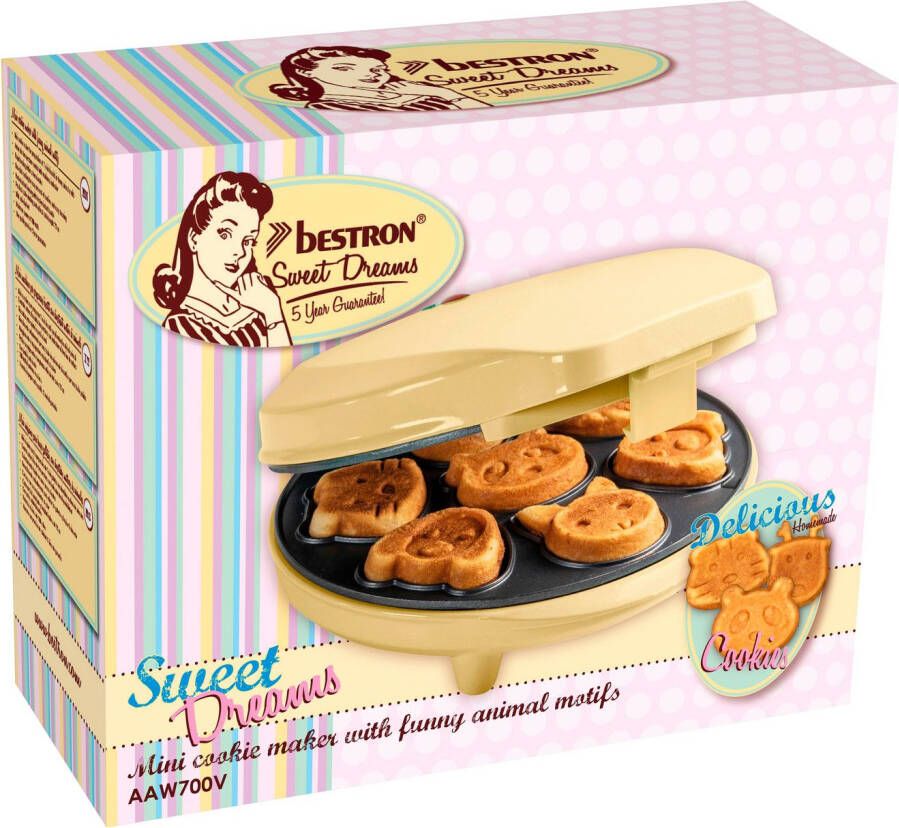bestron Wafelijzer AAW700 voor mini-wafelkoekjes met achterlamp en antiaanbaklaag