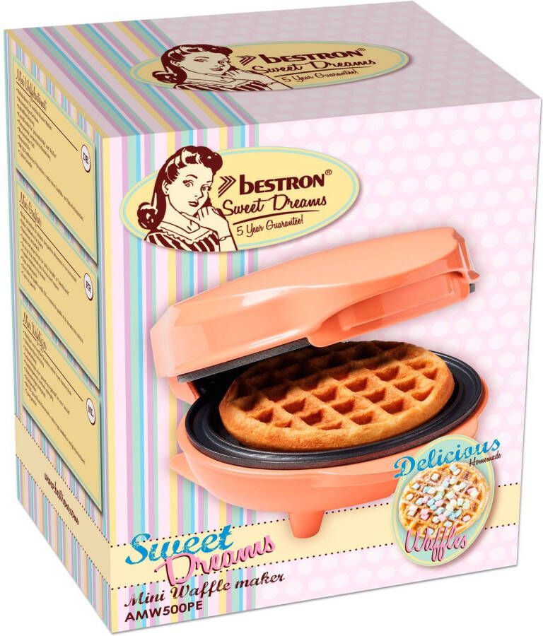 bestron Wafelijzer AMW500 Mini voor klassieke wafels kleine wafelmaker met antiaanbaklaag