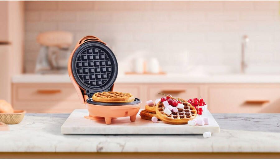 bestron Wafelijzer AMW500 Mini voor klassieke wafels kleine wafelmaker met antiaanbaklaag