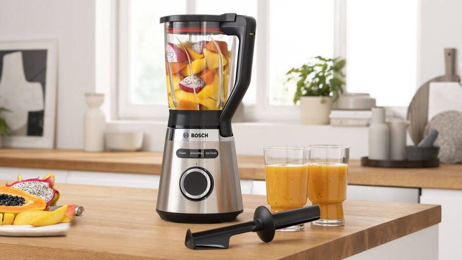 BOSCH Blender MMB6382M VitaPower 30.000 tpm veiligheidsdeksel + duurzame thermosafe glazen kan