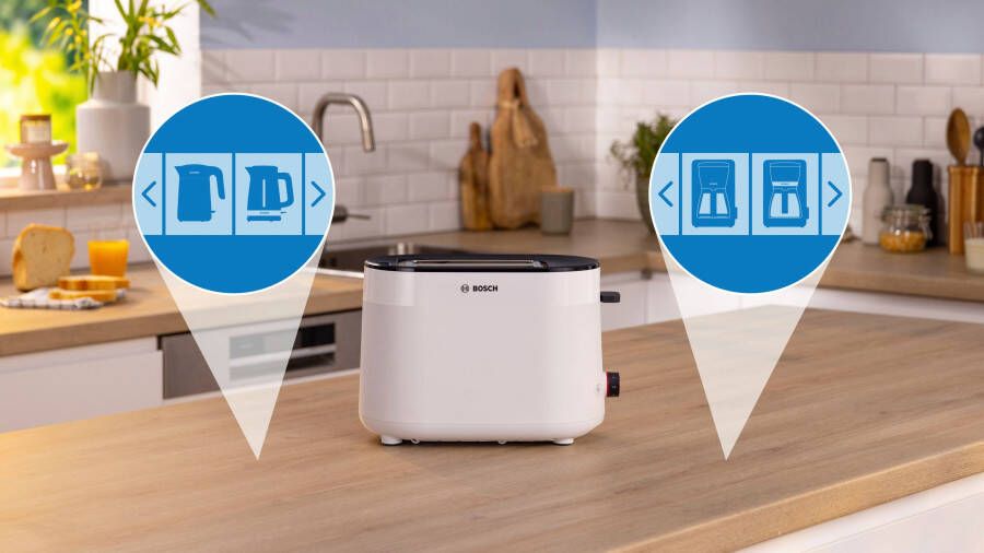 BOSCH Toaster MyMoment TAT2M121 geïntegreerde opzet voor broodjes ontdooi-functie brood centreren auto off