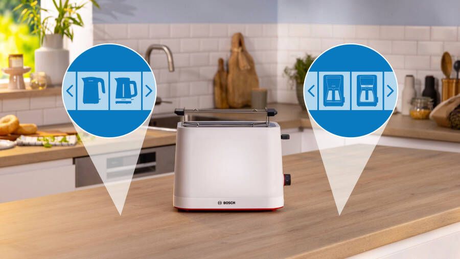 BOSCH Toaster MyMoment TAT3M121 afneembare opzet voor broodjes ontdooi-functie brood centreren auto off