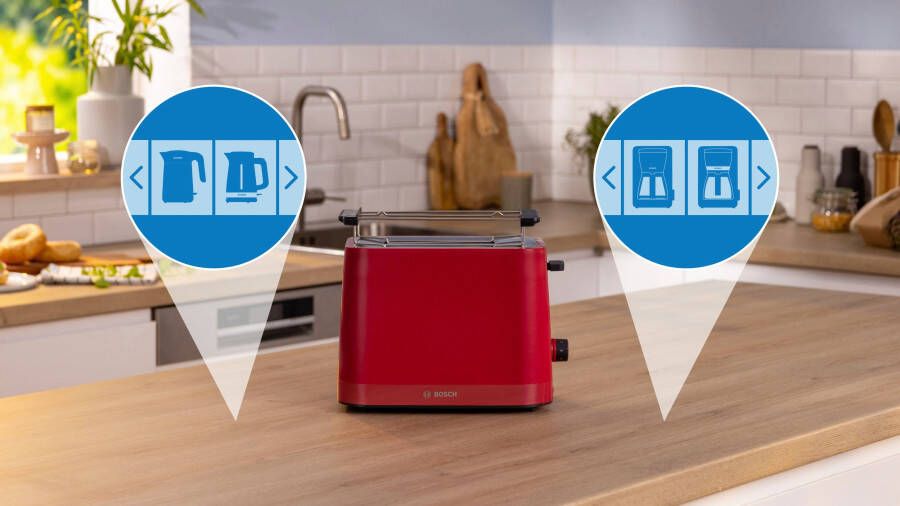 BOSCH Toaster MyMoment TAT3M124 afneembare opzet voor broodjes ontdooi-functie brood centreren auto off