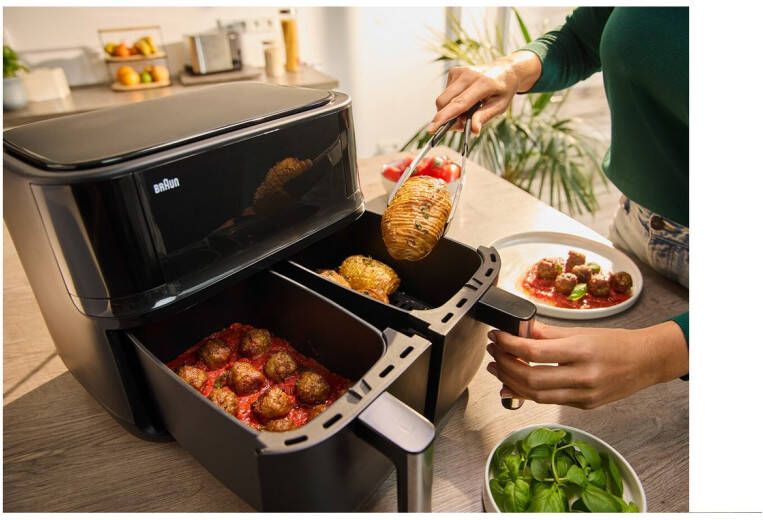 Braun Airfryer TwinCook 3 TD 3030I BK 8 0 l (4 0 + 4 0) 8 Kochprogramme