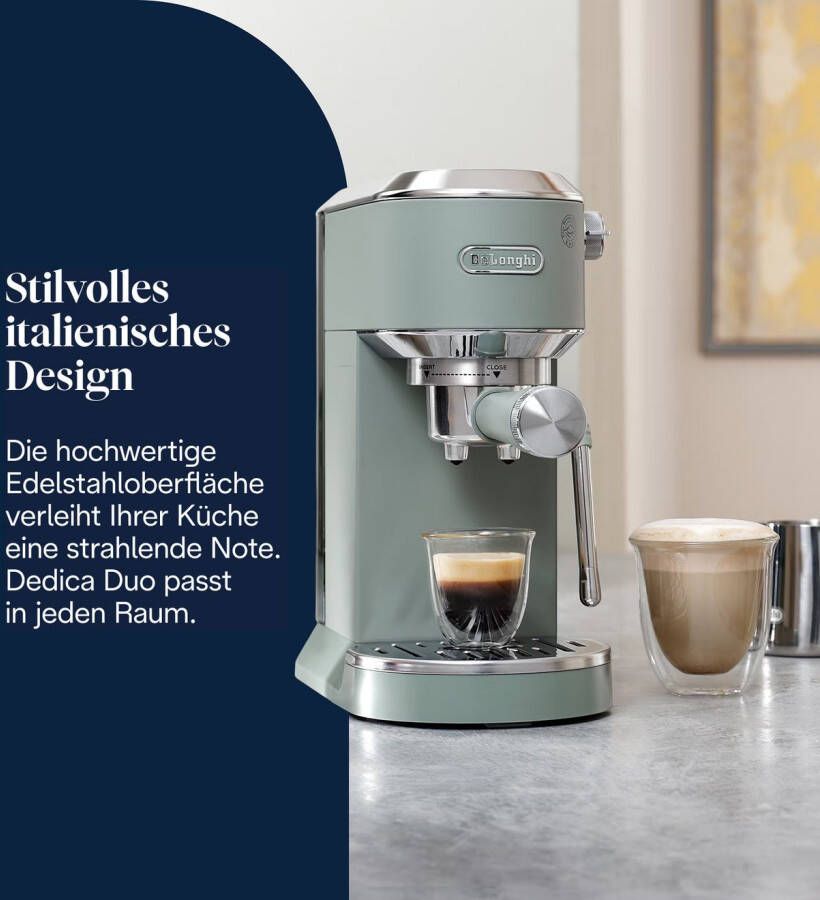 De'Longhi Espressomachine DEDICA DUO EC890.M Cold Brew in minder dan 5 minuten 15 cm breed 1 liter incl. melkopschuimneus