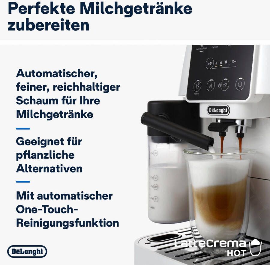 De'Longhi Volautomatisch koffiezetapparaat Magnifica Start ECAM 220.61.W wit 250g-bonenreservoir + reservoir voor filterkoffie autom. reiniging