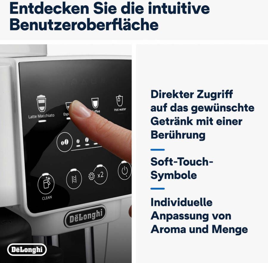 De'Longhi Volautomatisch koffiezetapparaat Magnifica Start ECAM 220.61.W wit 250g-bonenreservoir + reservoir voor filterkoffie autom. reiniging