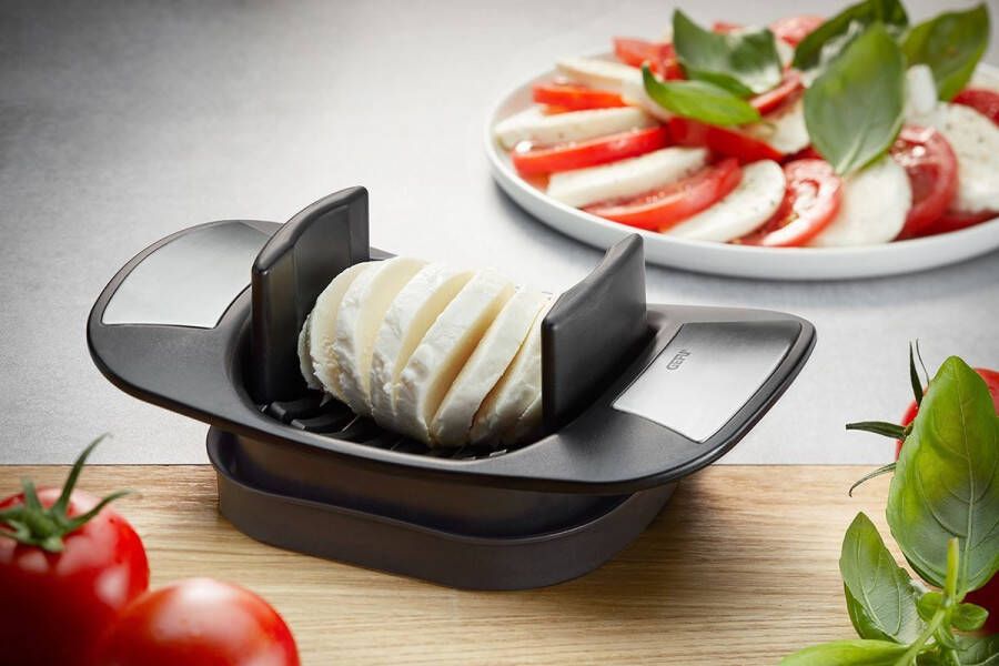 GEFU Mozzarellasnijder Caprese getande special messen voor gelijkmatige plakken roestvrij staal