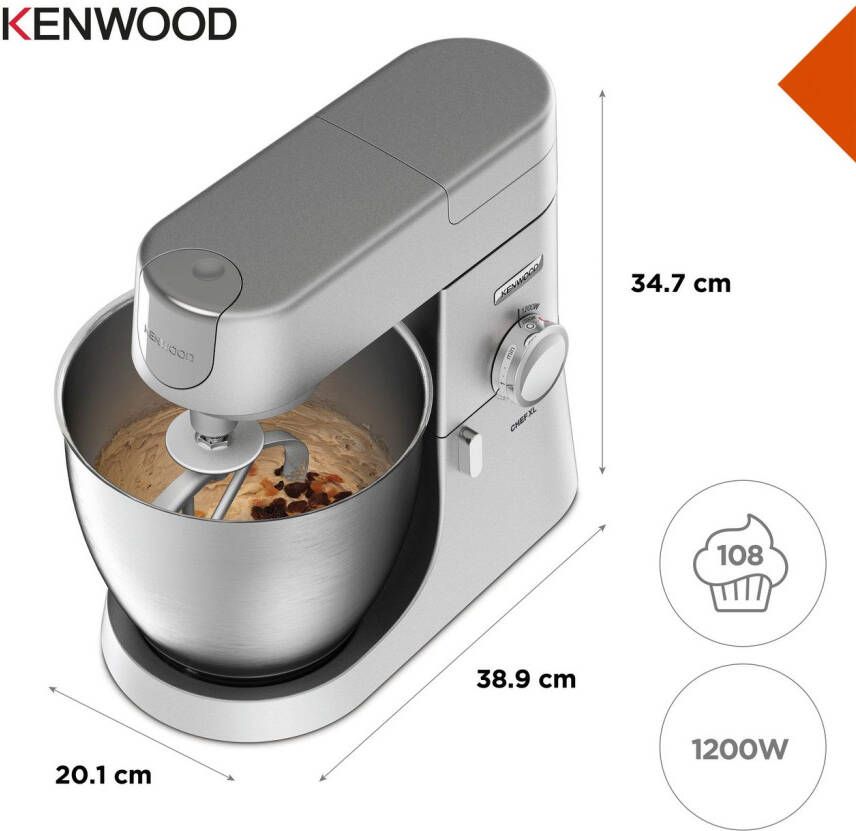 Kenwood Keukenmachine Chef XL KVL4220S 6 7 l kom incl. mixopzetstuk vleesmolen en trommelrasp