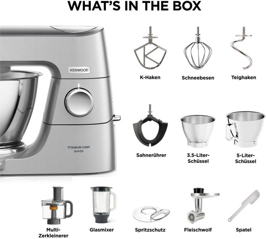 Kenwood Keukenmachine Titanium Chef Baker KVC85.594SI incl. uitgebreide accessoires met geïntegreerde easyweigh weegschaal