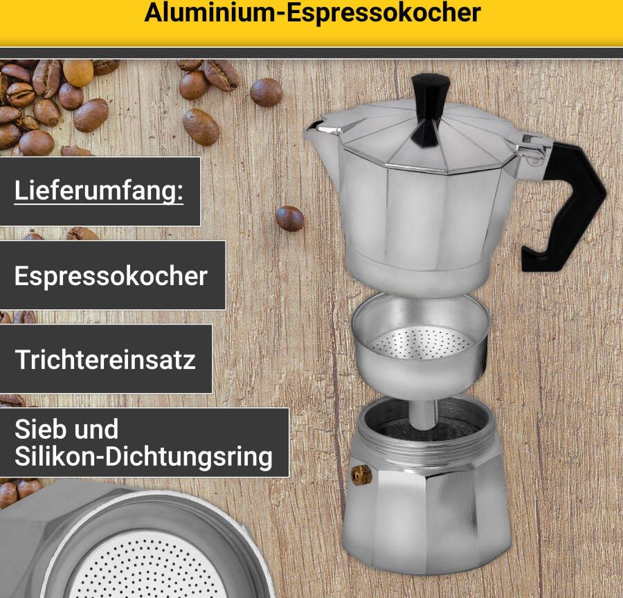 Krüger Espressomachine Italiano traditioneel italiaans van aluminium met silicone-afsluitring