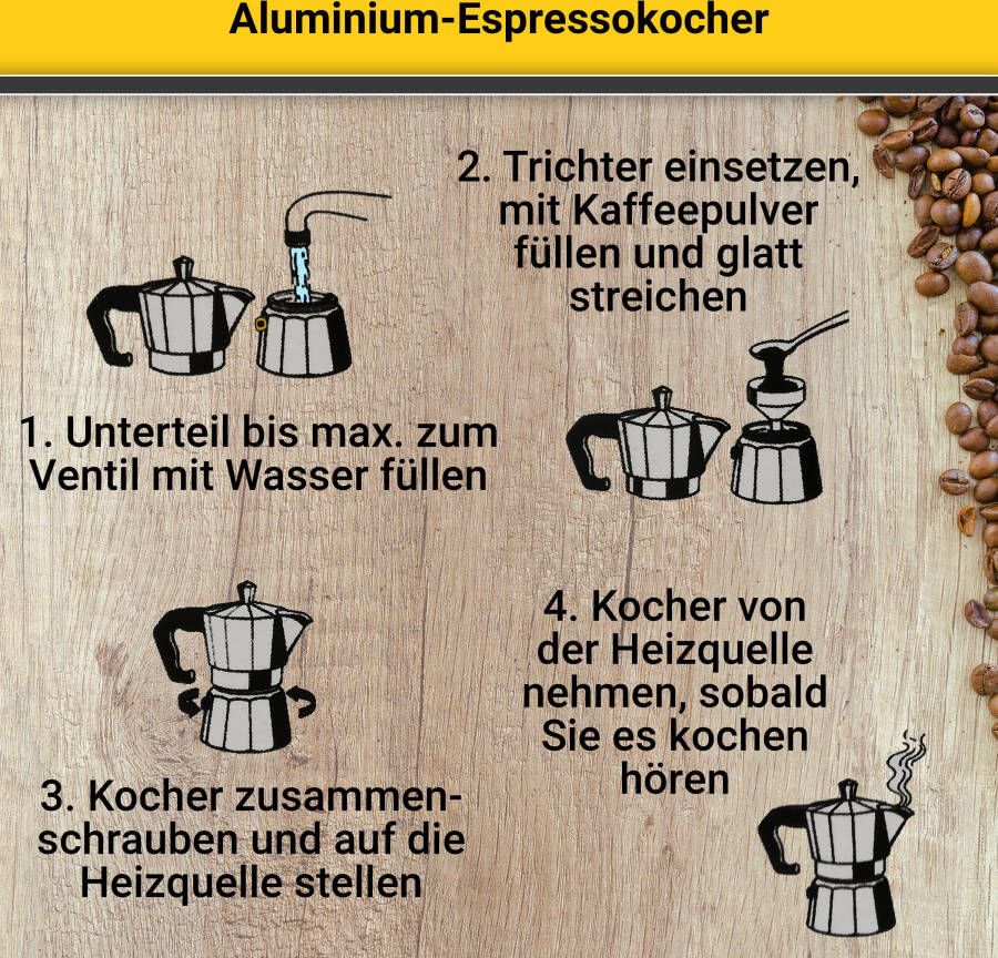 Krüger Espressomachine Italiano traditioneel italiaans van aluminium met silicone-afsluitring - Foto 2