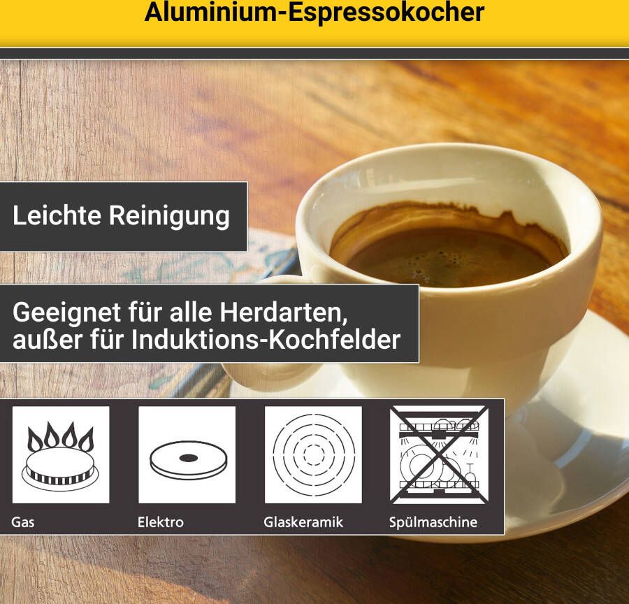 Krüger Espressomachine Italiano traditioneel italiaans van aluminium met silicone-afsluitring - Foto 3