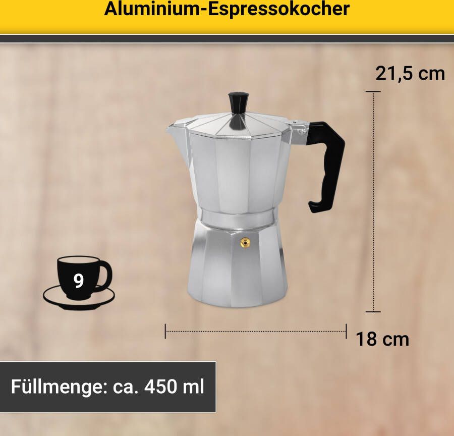 Krüger Espressomachine Italiano traditioneel italiaans van aluminium met silicone-afsluitring - Foto 4