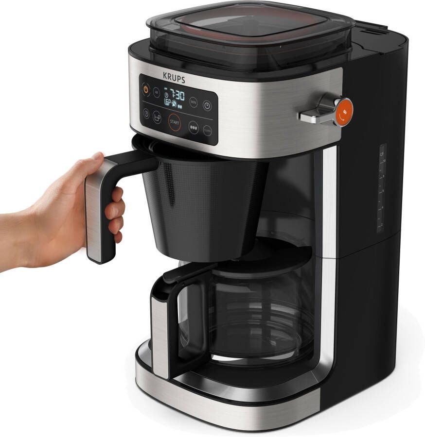 Krups Filterkoffieapparaat KM760D Aroma Partner 1 25 l geïntegreerde koffievoorraaddoos voor maximaal 400 g verse koffie