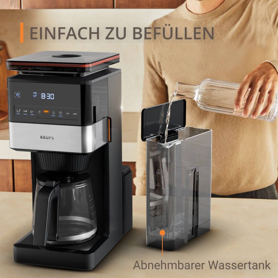 Krups Filterkoffieapparaat KM8428 Grind Aroma XL 1 5 l Kegelmolen digitaal bedieningspaneel 1 5 l 2 uur warmhoudfunctie