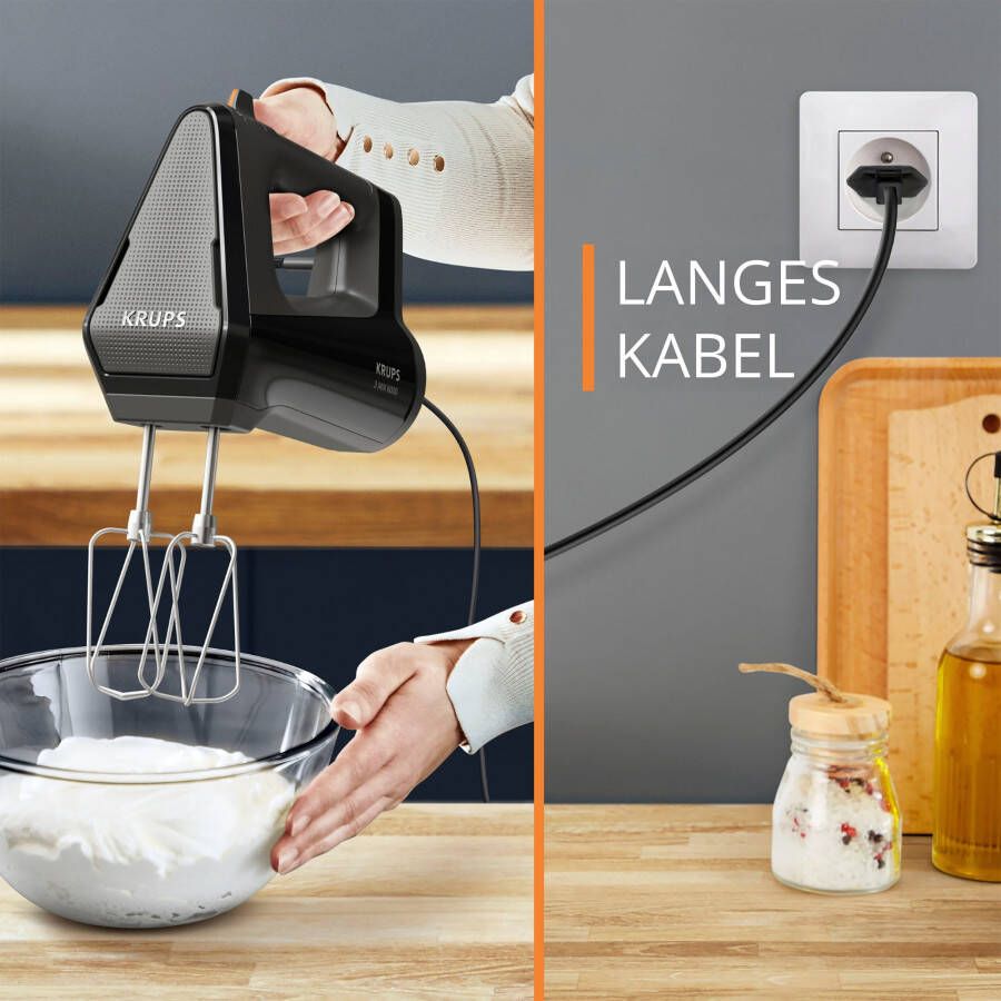 Krups Handmixer GN6028 3MIX 6000 soft-touch handgreep lange kabel