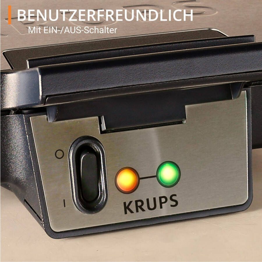 Krups Wafelijzer Iconic met elegant design keramische anti-aanbaklaag extra-diepe platen afmetingen: 23 4 x 26 5 x 10 8 cm fdk261