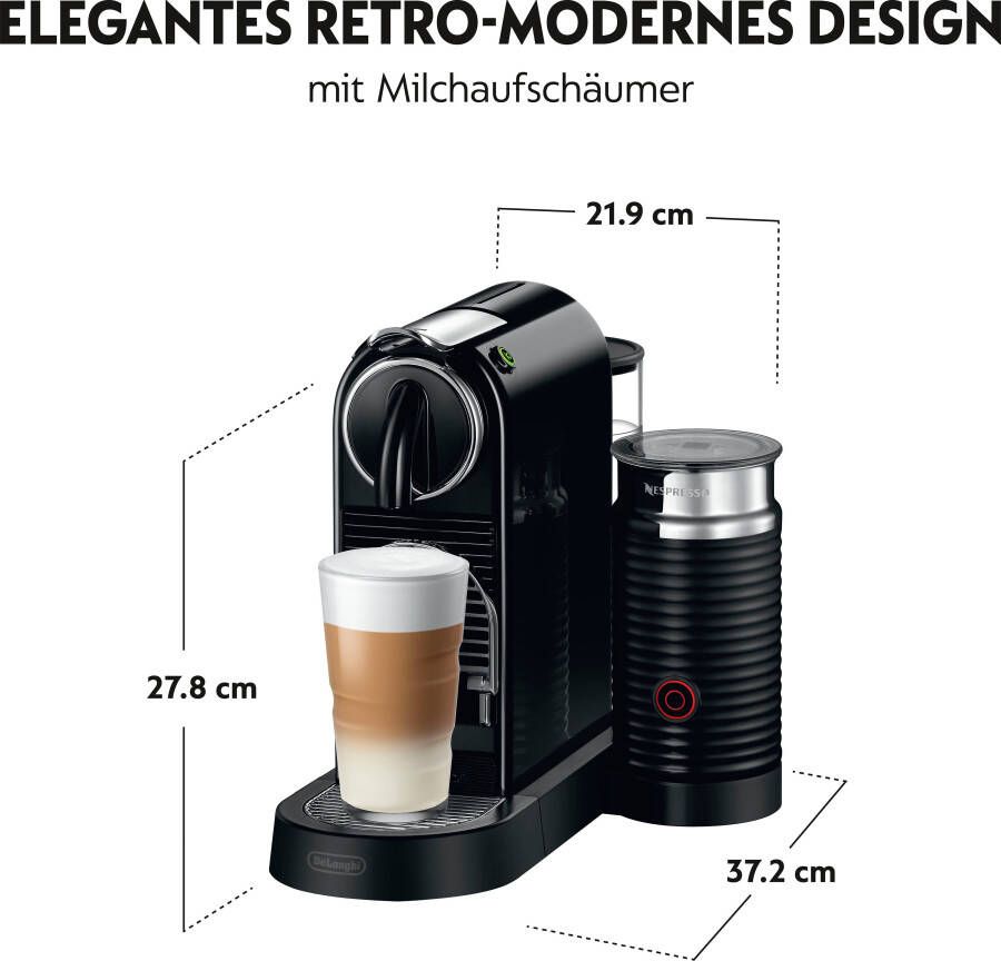 Nespresso Koffiecapsulemachine CITIZ EN 267.BAE van DeLonghi zwart incl. aeroccino melkopschuimer welkomstpakket met 7 capsules - Foto 3