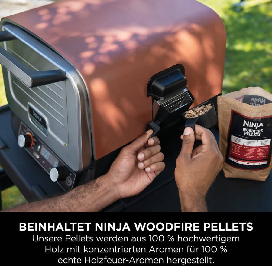 NINJA Multifunctionele oven OO101EU Elektrische Outdoor pizzaoven en roker 8-in-1: Pizza Bakken Max Roast grillen bakken roosteren roken drogen & warmhouden