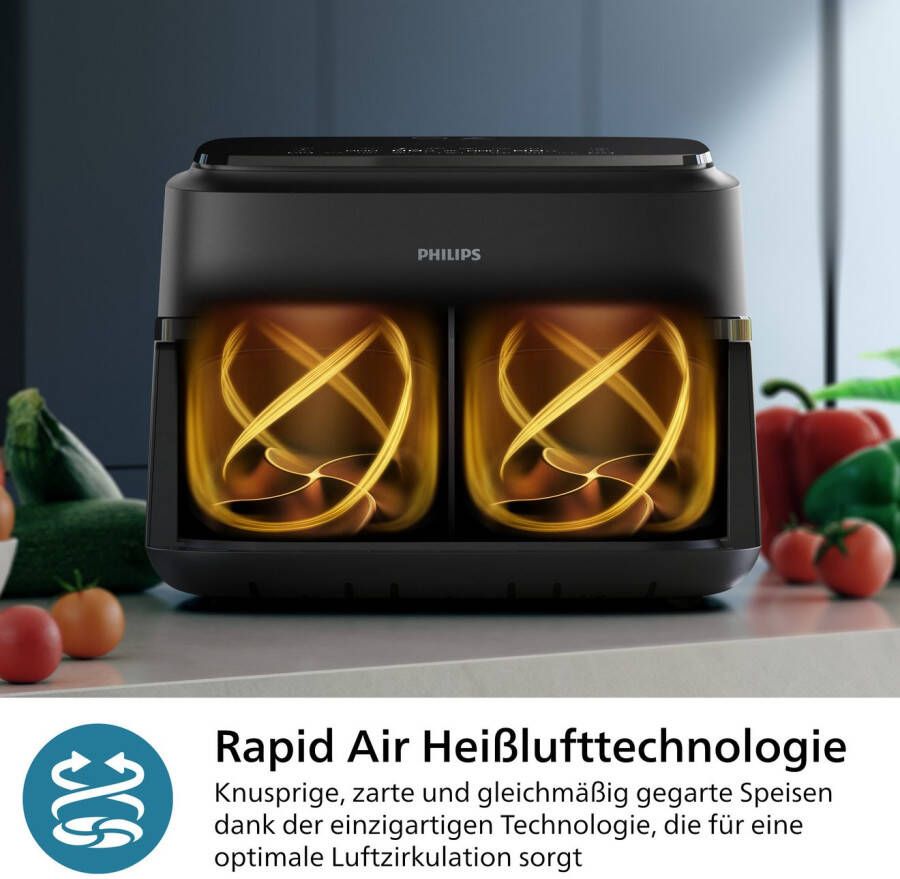 Philips Airfryer 1000 Flexible Basket NA150 00 twee manden met 7.1L