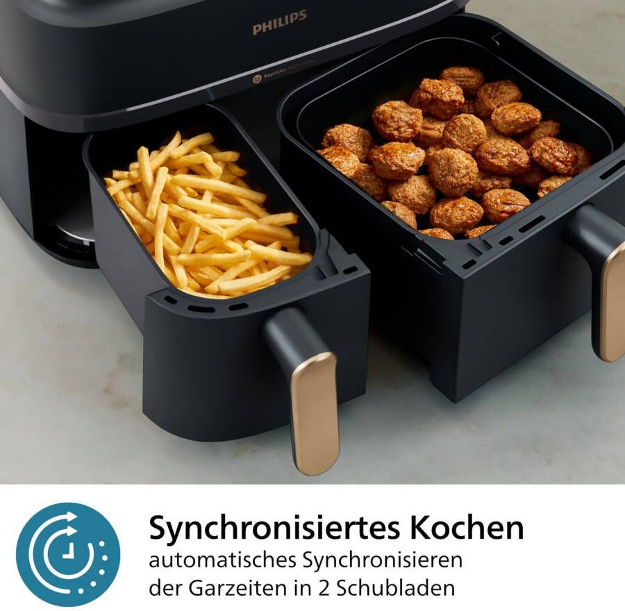 Philips Airfryer 3000 Dual Basket NA352 00 twee manden met 9L (3L+6L)