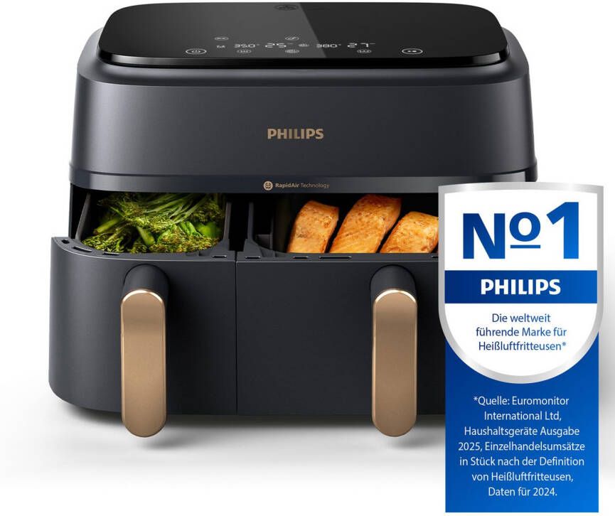 Philips Airfryer 3000 Dual Basket NA352 00 twee manden met 9L (3L+6L)