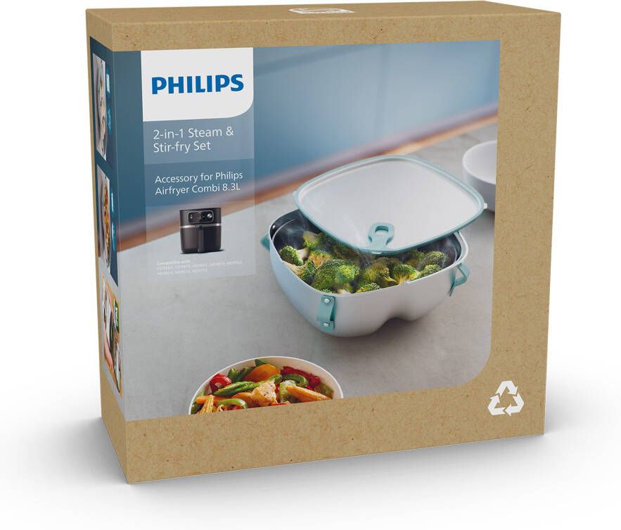 Philips Grillpan-inzet HD9960 00 2-in-1: wokpan en stoominzet Airfryer accessoire compatibel met airfryer combi 7000 series vaatwasmachinebestendig