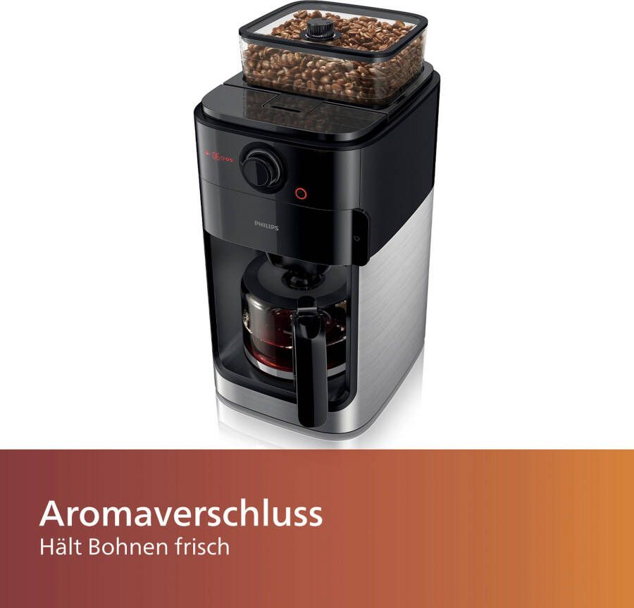 Philips Koffiezetapparaat met maalwerk Grind & Brew HD7767 00 1 2 l aroma-gesealed bonenvak edelstaal zwart - Foto 4