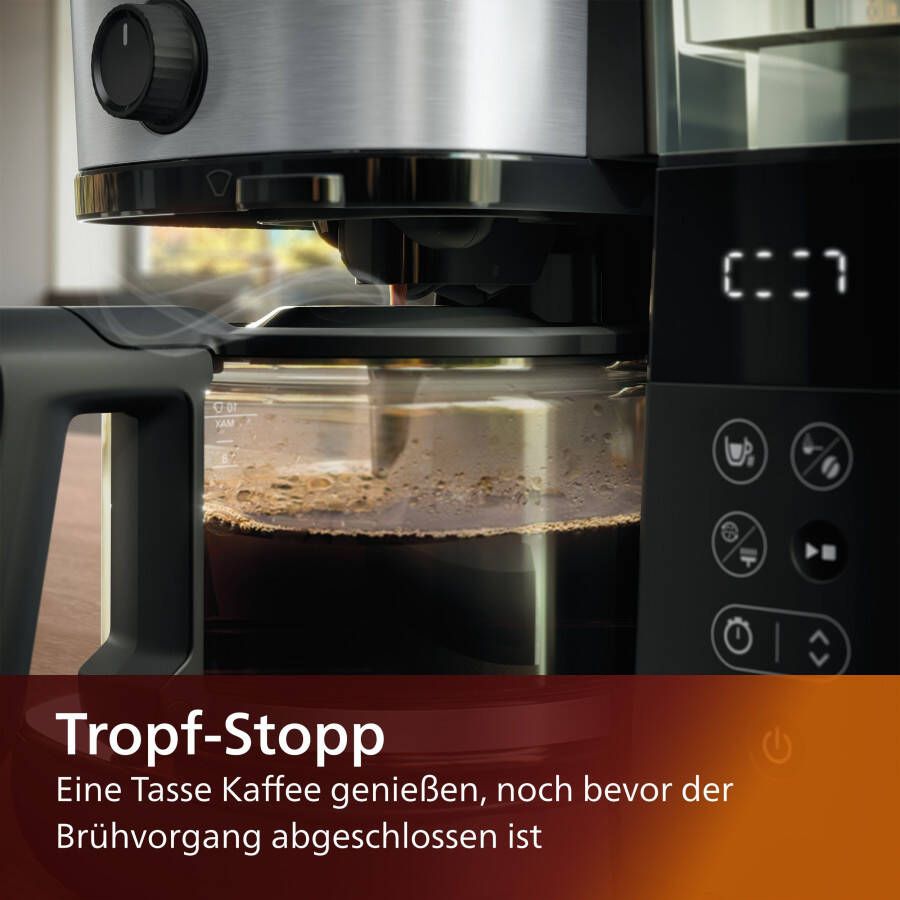 Philips Koffiezetapparaat met maalwerk HD7888 01 All-in-1 Brew met slim dosering en koffiebonenreservoir - Foto 4