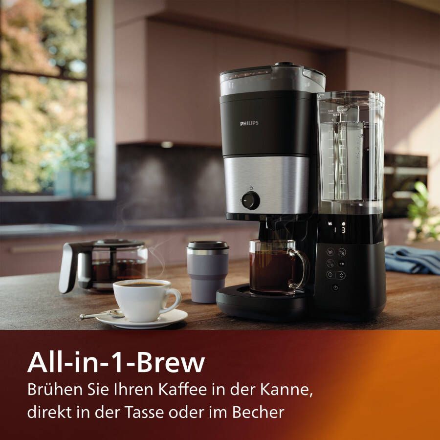Philips Koffiezetapparaat met maalwerk HD7888 01 All-in-1 Brew met slim dosering en koffiebonenreservoir - Foto 5