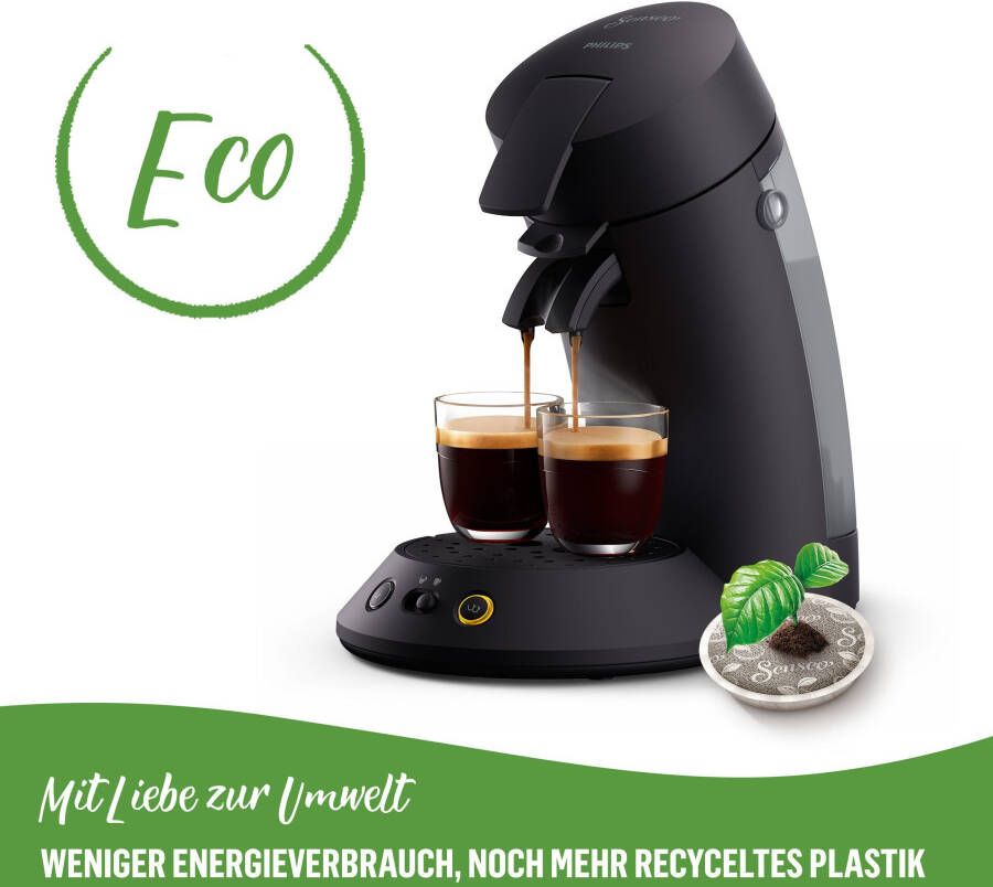 Senseo Koffiepadautomaat Original Plus Eco CSA210 22 gemaakt van 80% gerecycled plastic met 2 koffiespecialiteiten mat zwart - Foto 6