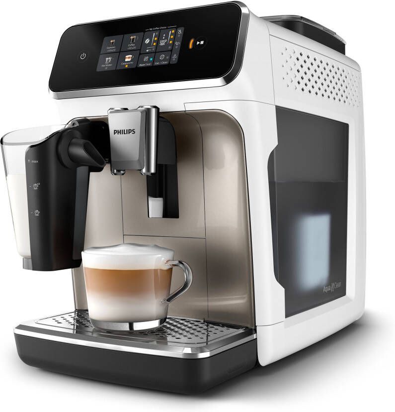 Philips Volautomatisch koffiezetapparaat EP2333 40 2300 Series 4 koffiespecialiteiten met lattego melkopschuimer wit en chroom
