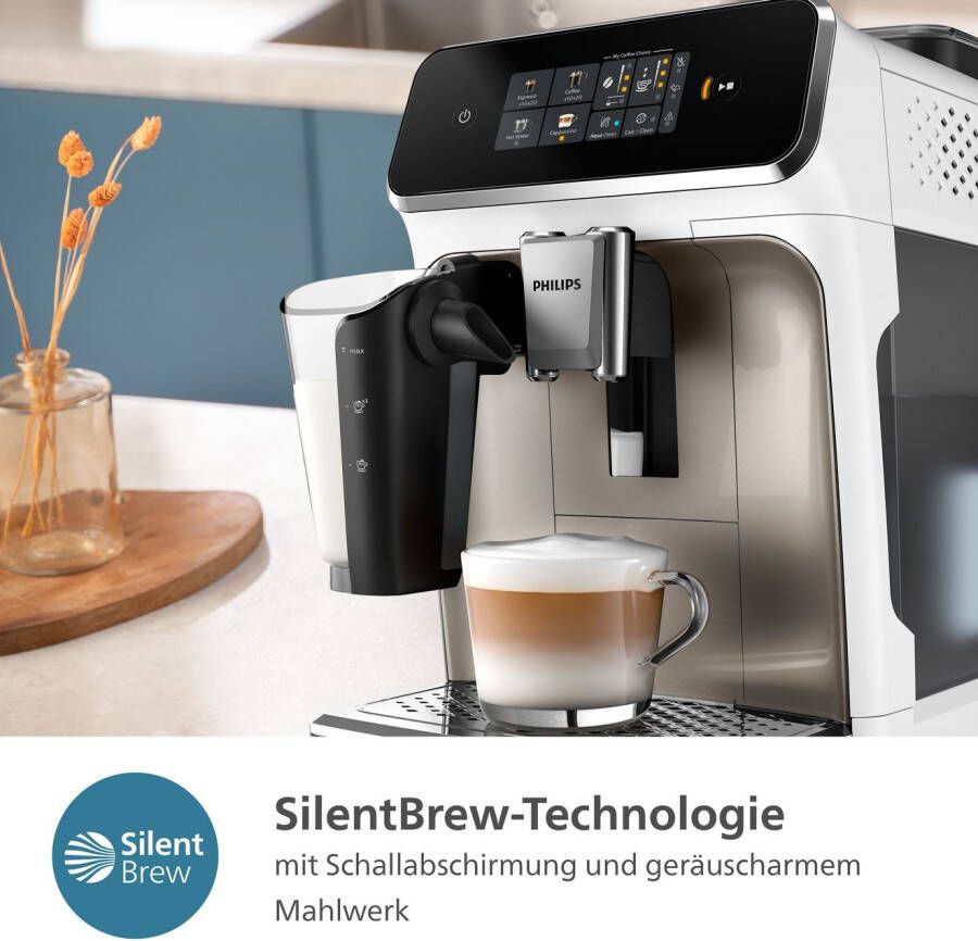 Philips Volautomatisch koffiezetapparaat EP2333 40 2300 Series 4 koffiespecialiteiten met lattego melkopschuimer wit en chroom