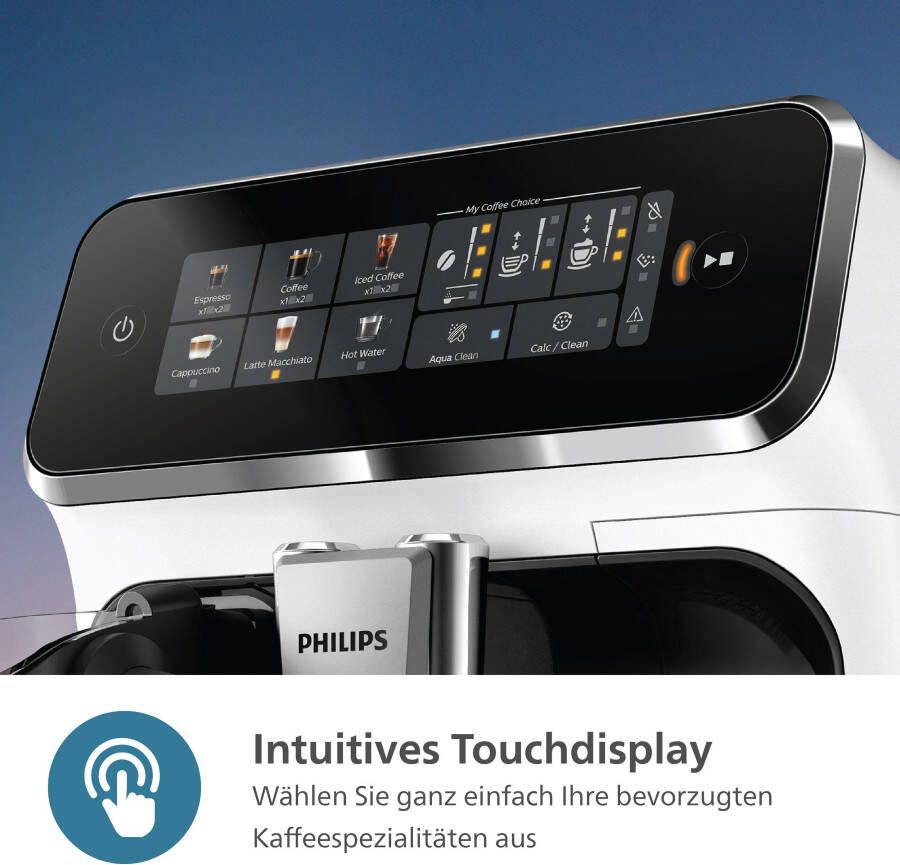 Philips Volautomatisch koffiezetapparaat EP3343 50 3300 Series 6 koffiespecialiteiten met lattego melkopschuimer wit zwart