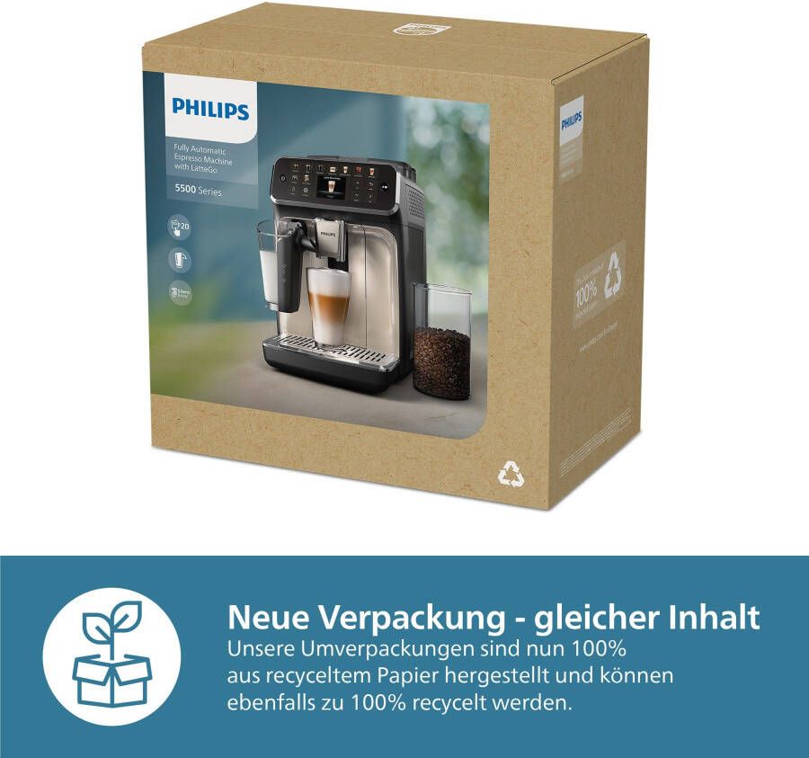 Philips Volautomatisch koffiezetapparaat EP5547 90 5500 Series 20 koffiespecialiteiten (heet of ijskoud)