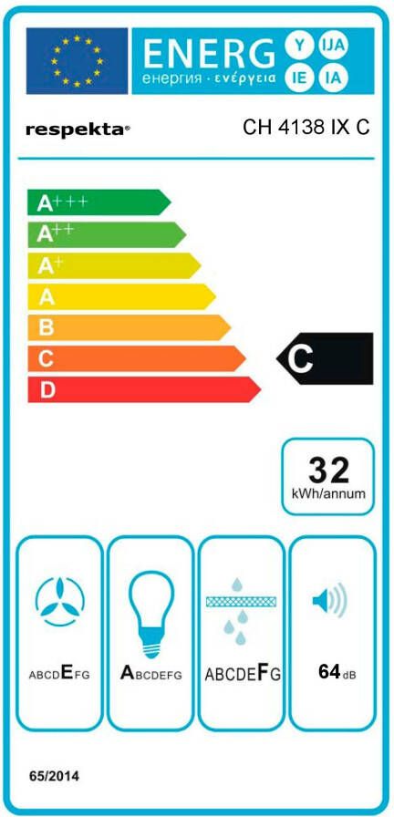 RESPEKTA Vlakscherm-afzuigkap CH 4138 IX C 60 cm vlakke afzuigkap 2 vermogensniveaus geschikt voor afzuiging en recirculatie